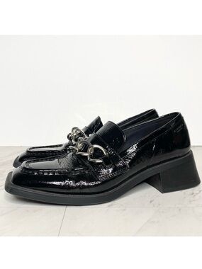 Vagabond Blanca Black Patent Square Toe Heeled Loafer 8